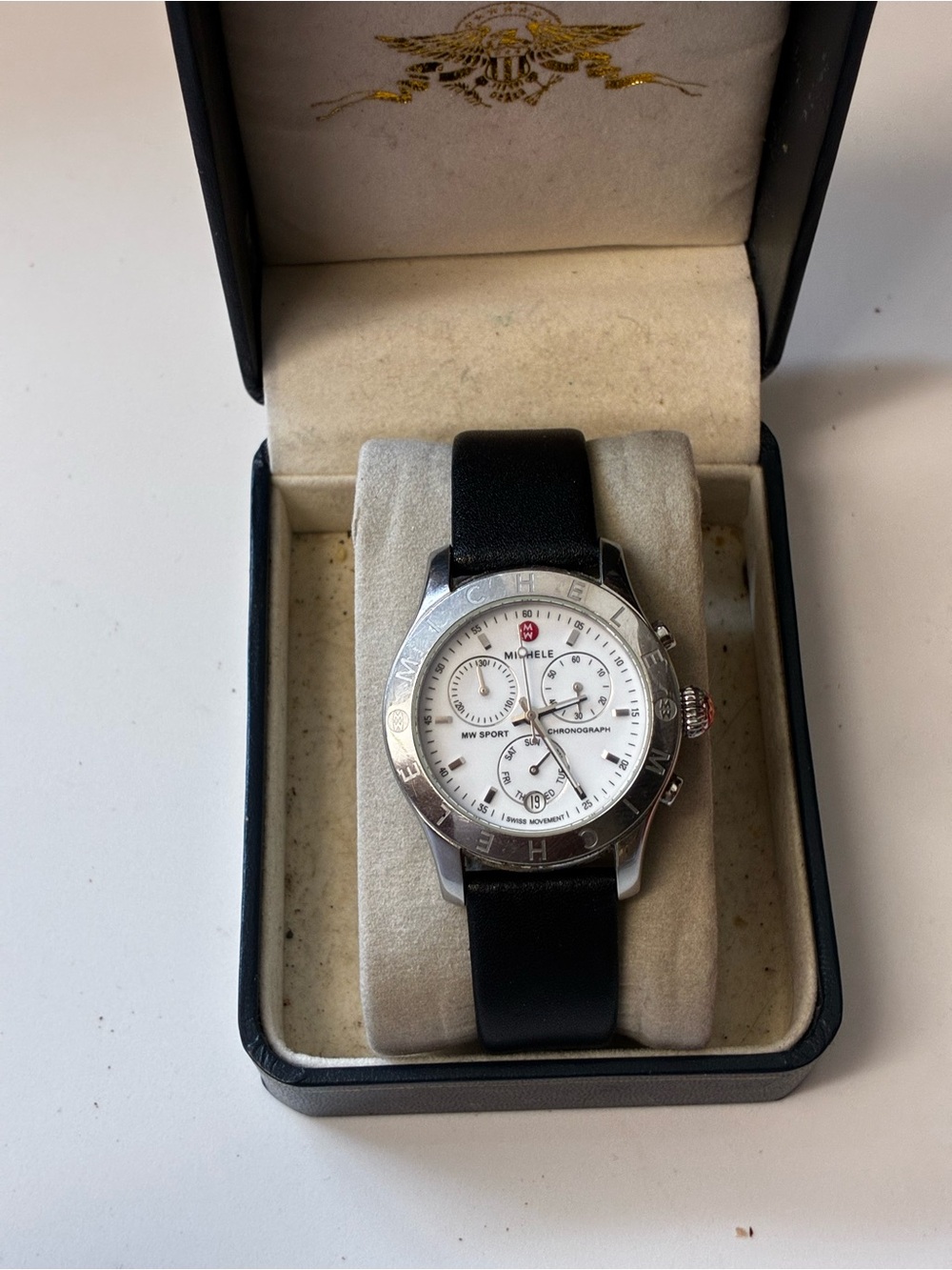 Authentic Michele Ladies Watch White Dial Chronograph Date MW03Q00A0001 MW SPORT
